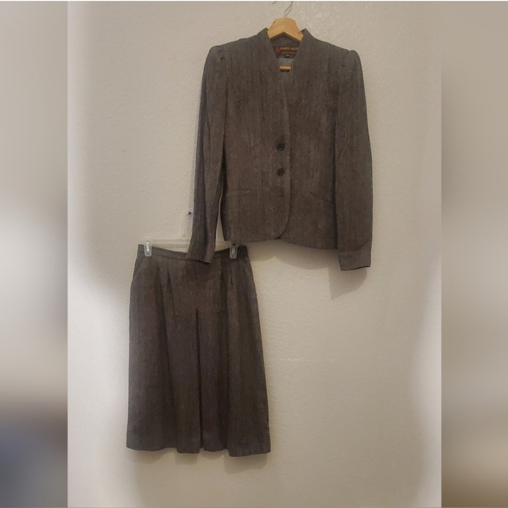 Vintage Peabody House Set Plaid Wool Women's Blazer - Brown 11/12